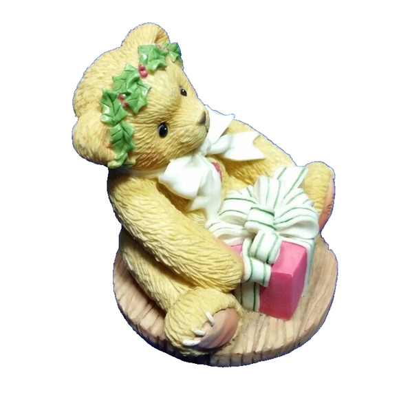 Cherished Teddies 475602 Margy Im Wrapping Holiday Joy Bear Figurine 1998 Enesco - Picture 3 of 7